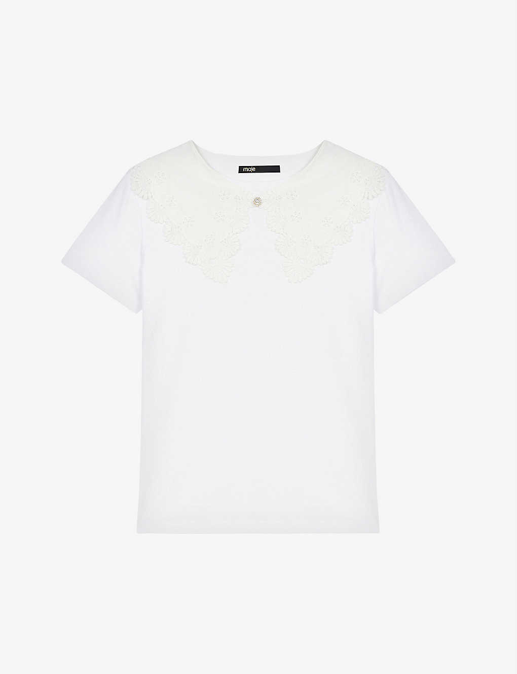 Embroidered-collar organic-cotton T-shirt(9373794)