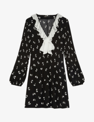 Rockale bow-print pleated dress(9339918)
