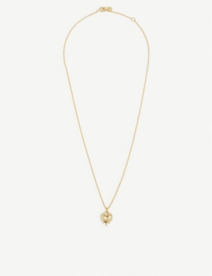 Heart-shaped crystal-encrusted gold-plated necklace(9332804)