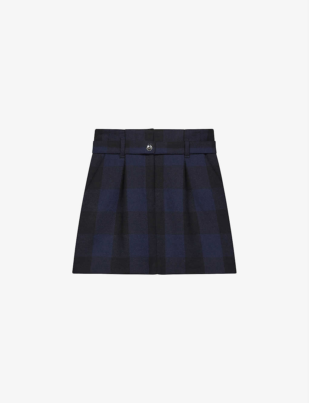 Jelingan check-print pleated cotton mini skirt(9401866)
