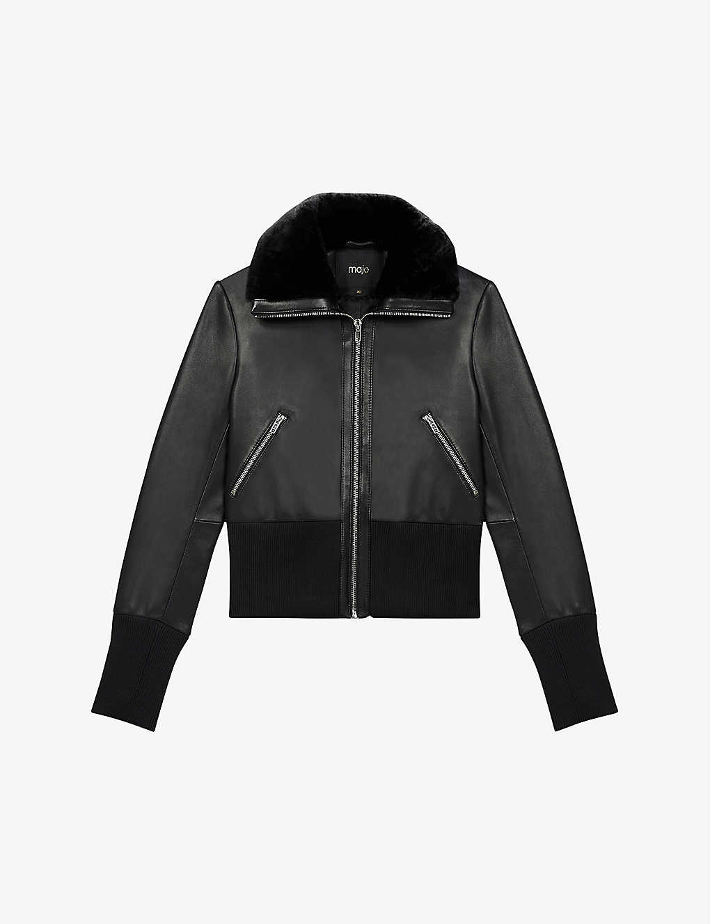 Bloma ribbed-trim leather jacket(9437695)