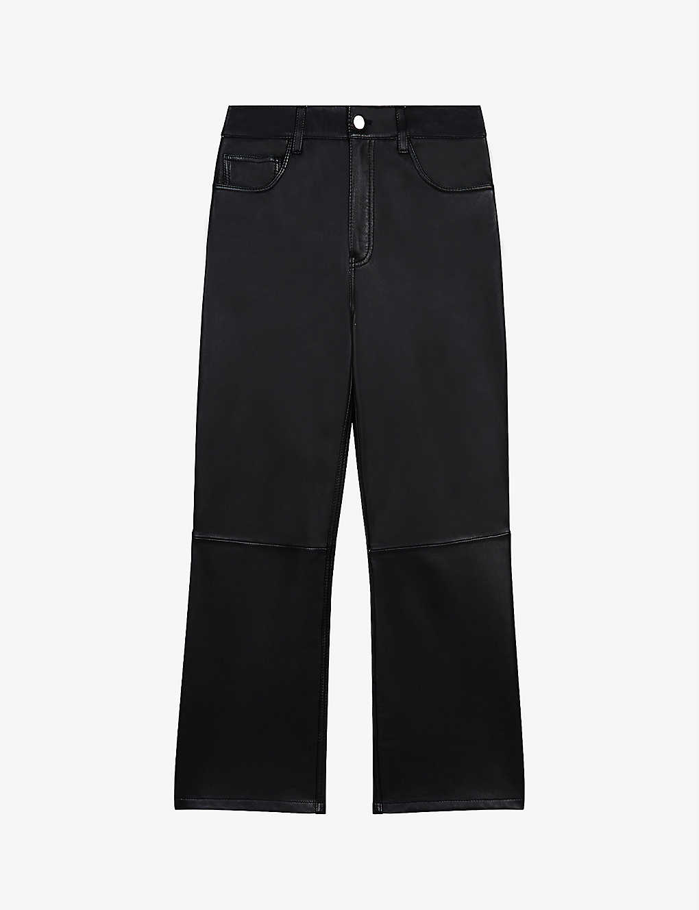 Perryo flared cropped leather trousers(9461360)