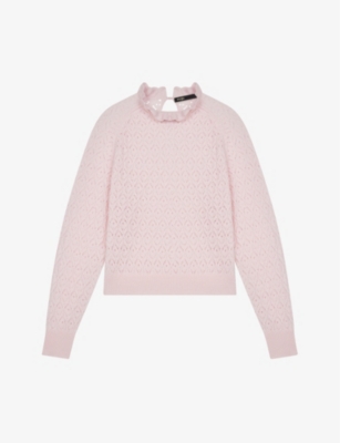 High-neck pointelle-knit wool-blend sweater(9333168)