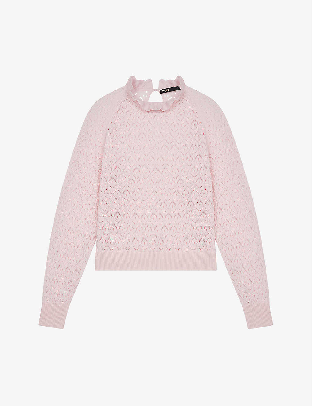 High-neck pointelle-knit wool-blend sweater(9333168)