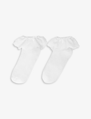 MAJE: Bonneterie frilled cotton-blend socks