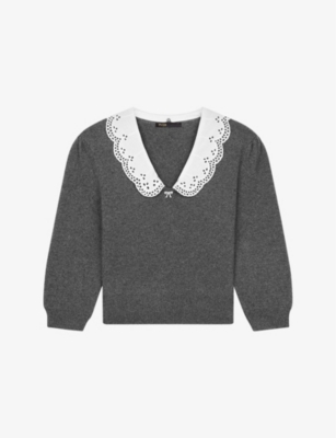 Maxi jewel-embellished stretch wool-blend jumper(9404183)