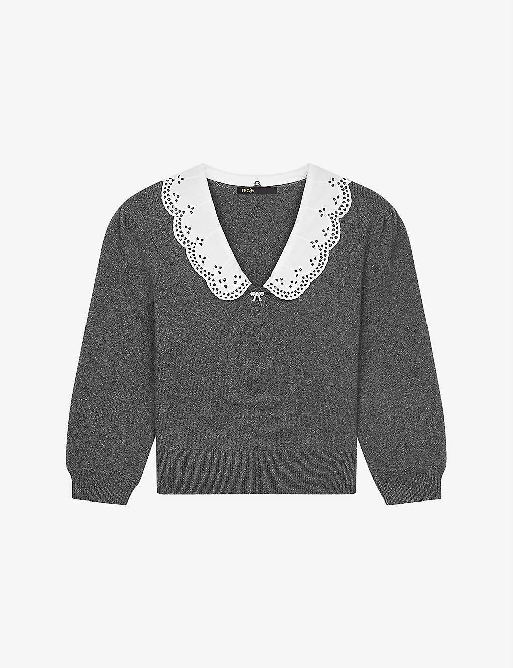 Maxi jewel-embellished stretch wool-blend jumper(9404183)