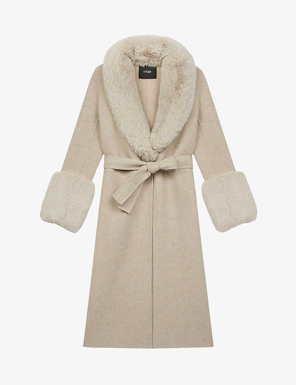 Galaxyre faux fur-trimmed wool-blend coat(9436337)