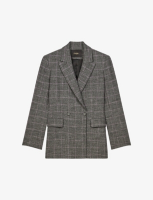 Checked double-breasted woven blazer(9333162)