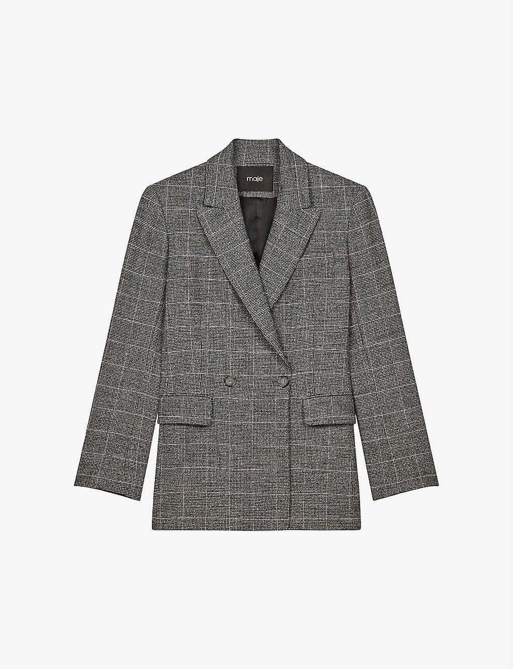 Checked double-breasted woven blazer(9333162)