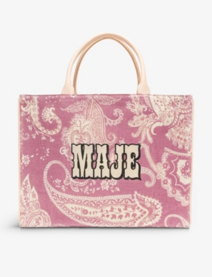 Maje x Varley paisely-print jute-blend tote bag(9430275)