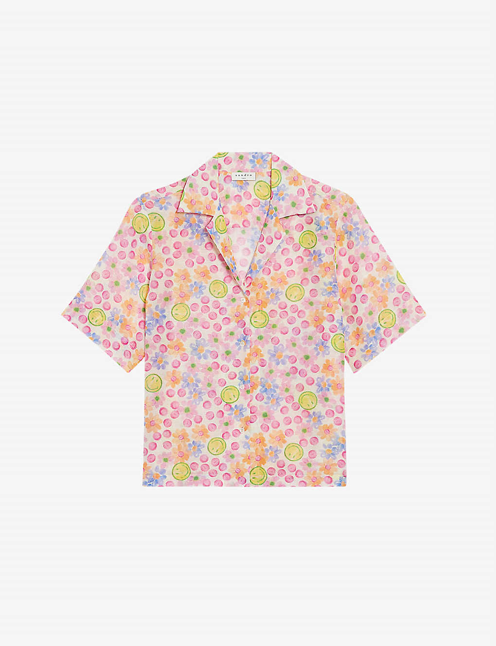 Smiley® floral-print linen-blend shirt(9256188)