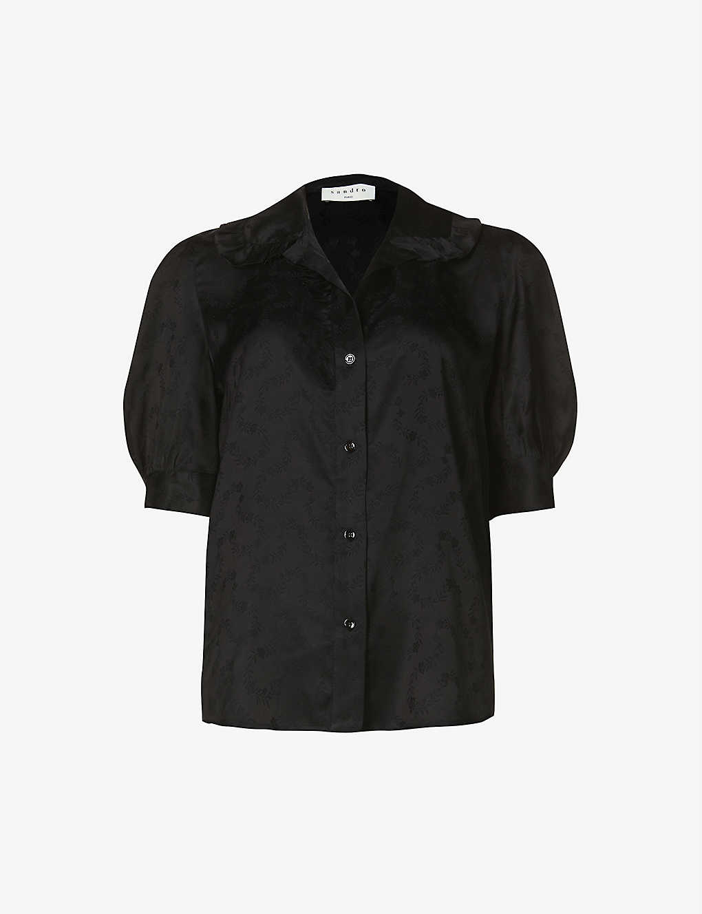 Estelle patterned-jacquard puff-sleeve woven shirt(9440041)