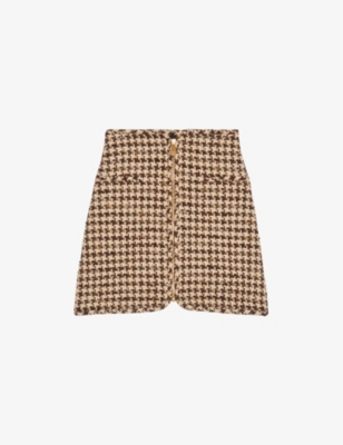 Houndstooth woven mini skirt(9291830)