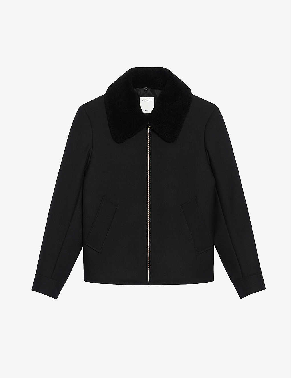 Heron shearling-collar wool-blend jacket(9433178)