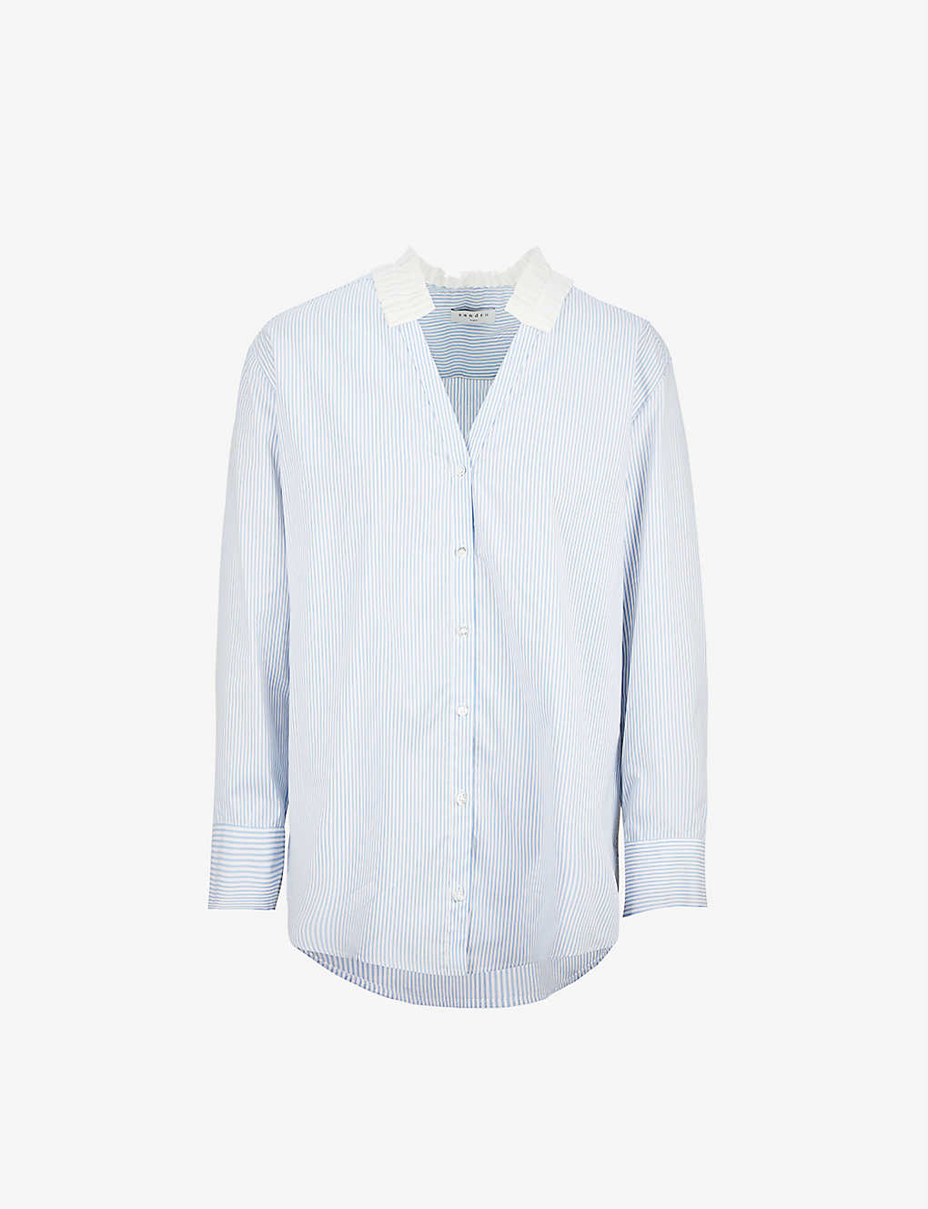 Greta ruffle-neck stretch-cotton shirt(9437853)