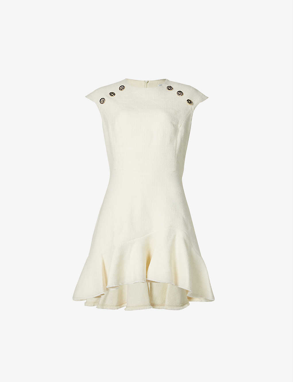 Button-embellished organic cotton-blend tweed mini dress(9291800)
