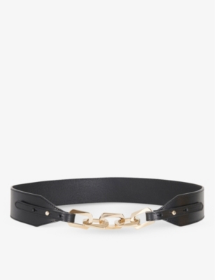 Chain-detail leather belt(9291796)