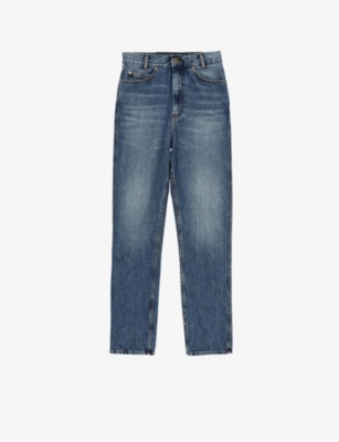 Oscar high-waisted faded organic-cotton denim jeans(9445019)