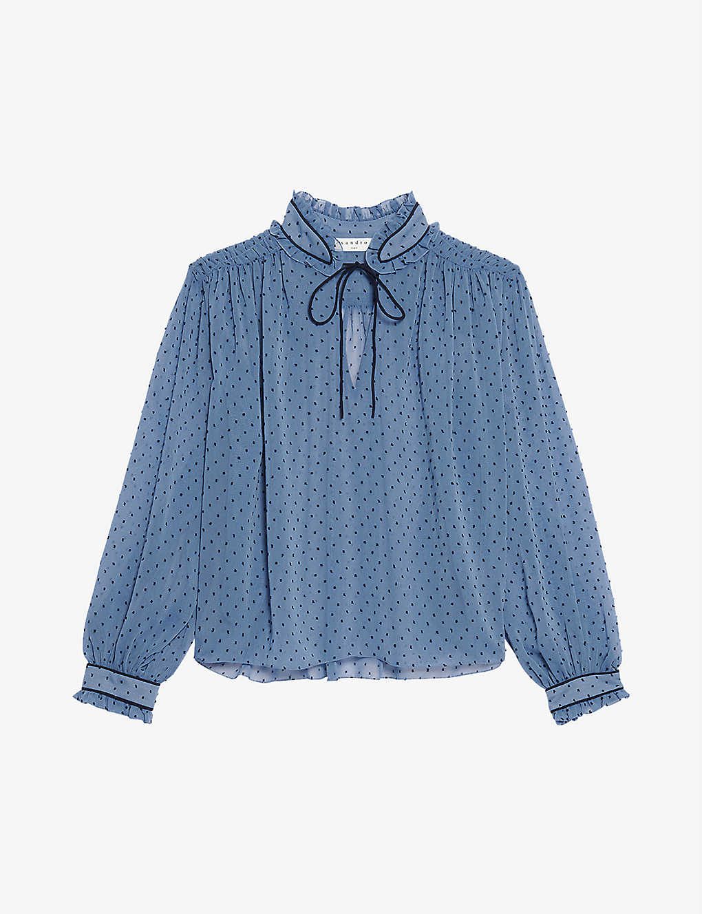 Zoe semi-sheer polka dot woven blouse(9445044)