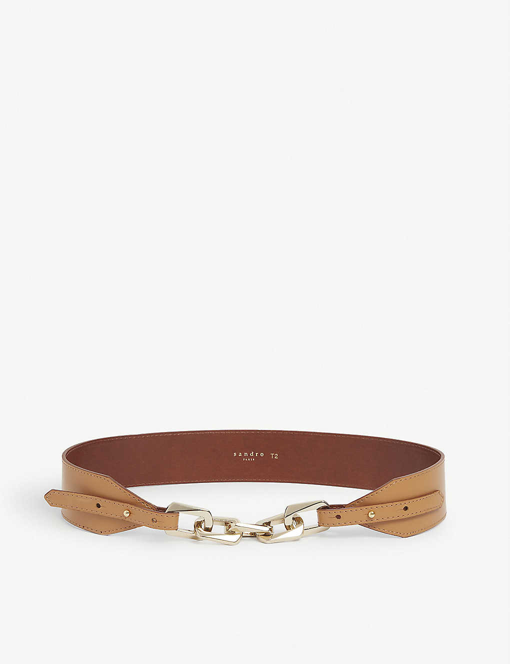 Chain-detail leather belt(9333256)