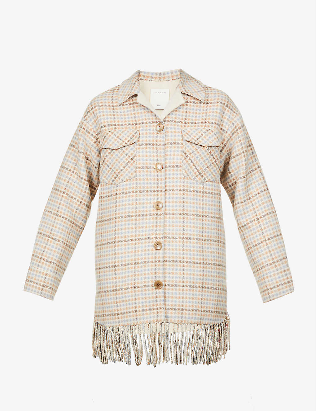 Check fringed wool-blend overshirt(9433538)