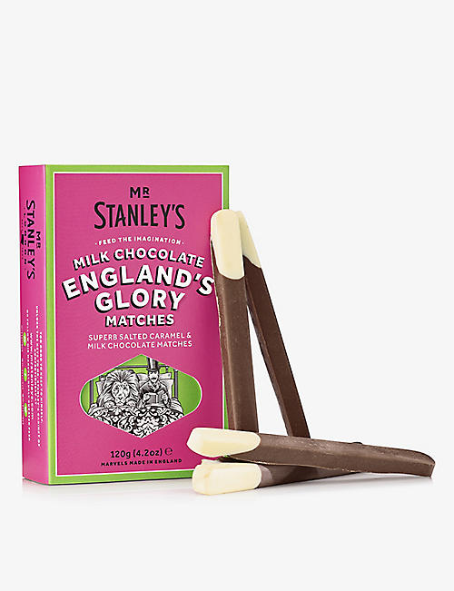 MR STANLEY'S: England's Glory milk chocolate salted caramel matchsticks 120g