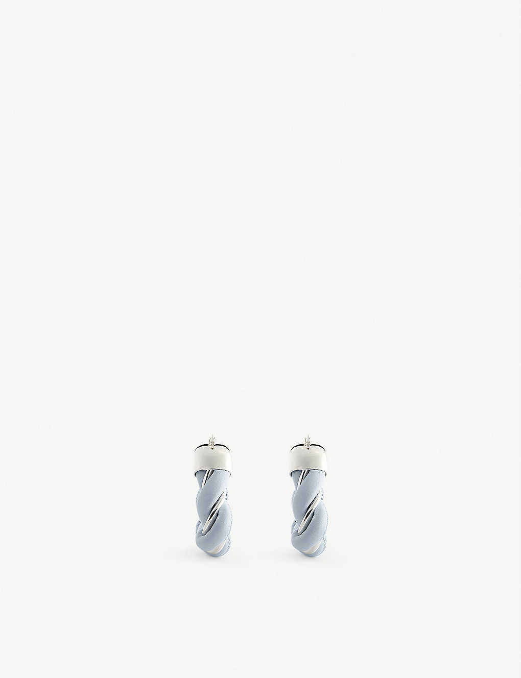 Sterling silver and leather hoop earrings(9250308)