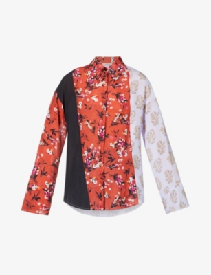 Upcycled Samira floral-print upcycled-crepe shirt(9245863)