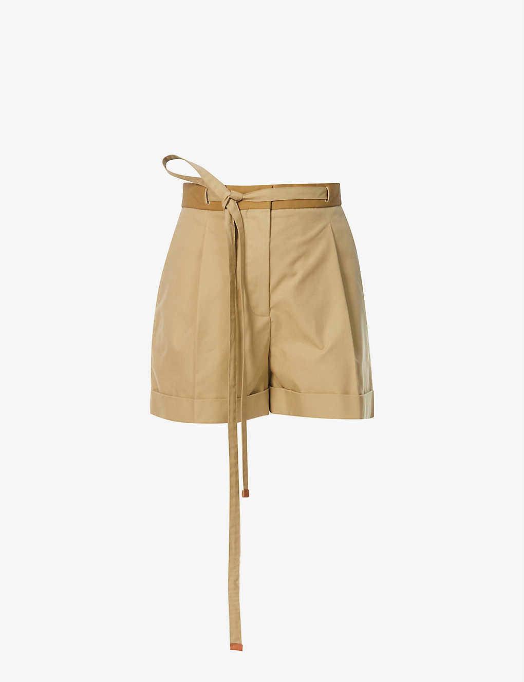Belted high-rise cotton shorts(9275009)