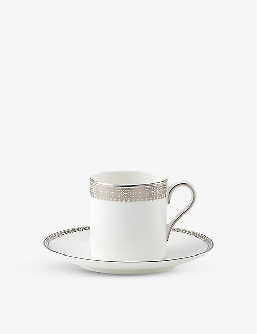 VERA WANG @ WEDGWOOD: Vera Wang Lace Platinum bone china coffee cup and saucer set