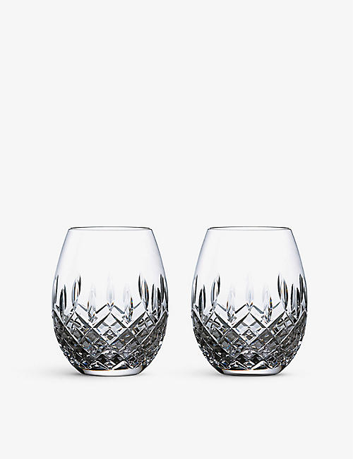ROYAL DOULTON: Highclere crystal stemless wine glasses set of two
