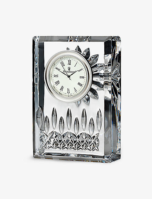 WATERFORD: Lismore crystal glass clock 11cm