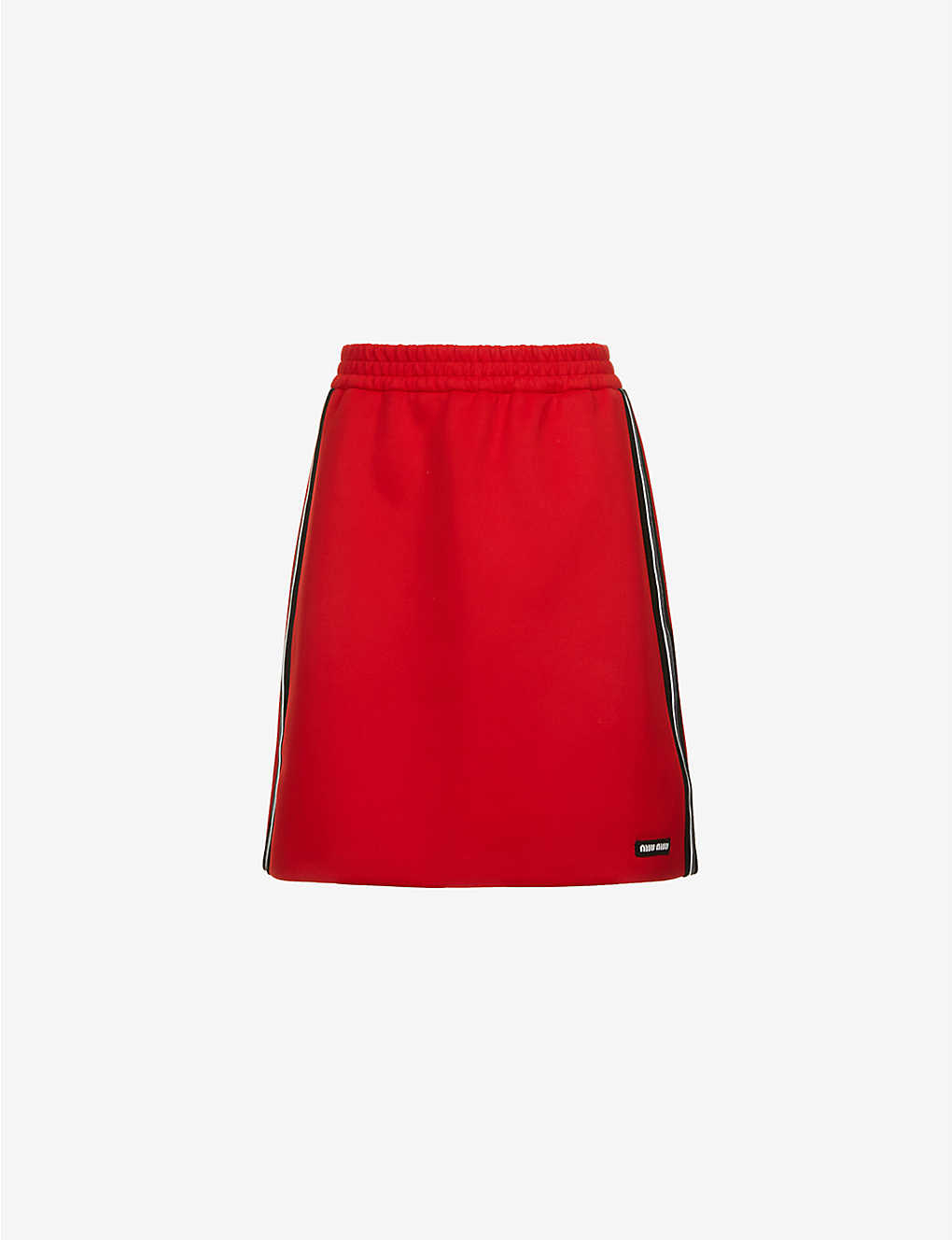 Striped-panel high-waist stretch-woven mini skirt(9311957)