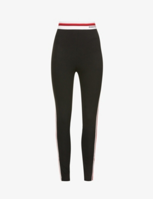 Branded striped-side stretch-cotton leggings(9314552)