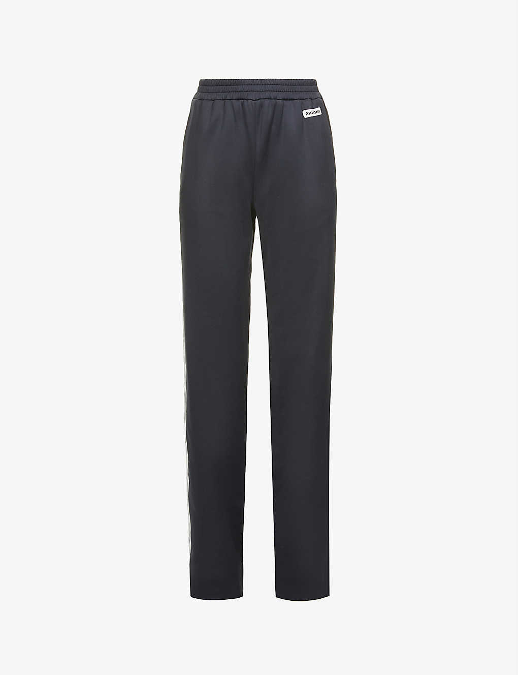 Striped-side straight woven trousers(9314564)
