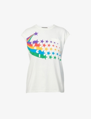 Branded and shooting star-print cotton-jersey top(9290452)