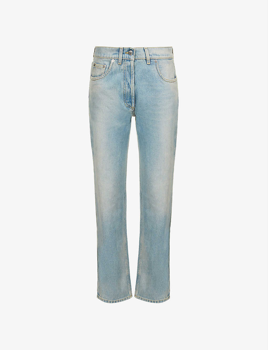 Branded mid-rise straight-leg denim jeans(9319206)