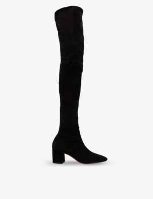 Thigh-high block-heel suede boots(9437495)