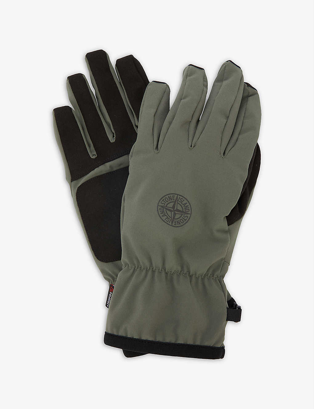 Brand-patch non-slip stretch-shell and faux-suede gloves(9480557)