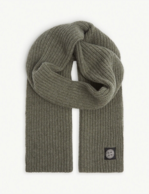 Brand-patch ribbed wool scarf(9401645)