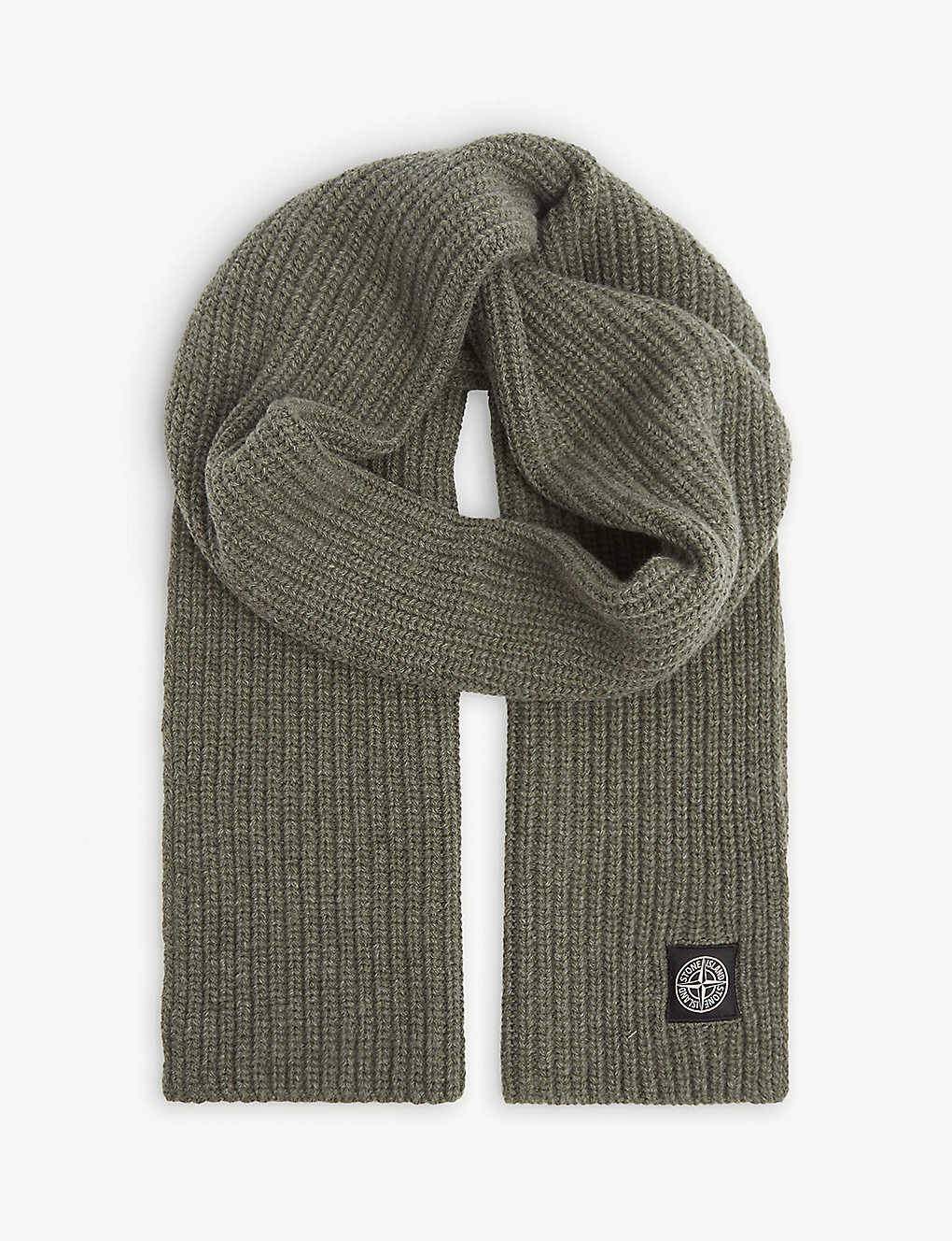 Brand-patch ribbed wool scarf(9401645)