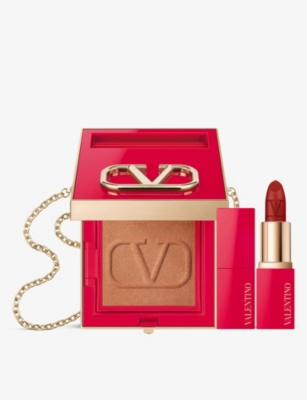 VALENTINO BEAUTY: Go-Clutch Face Powder and Minirosso Lipstick 111A bundle