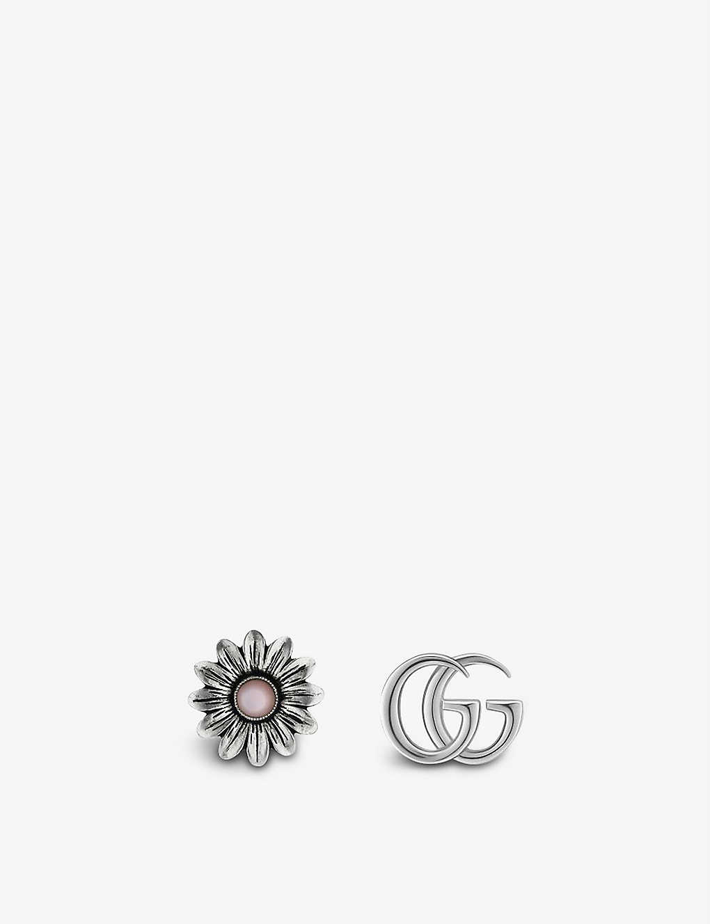 Marmont Double G 925 sterling-silver and mother-of-pearl stud earrings(9281966)