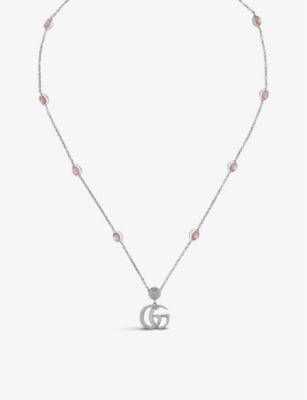 Marmont Double G sterling-silver and mother-of-pearl necklace(9281467)