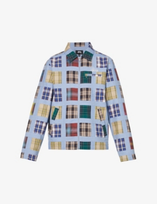 Checked regular-fit cotton jacket(9260280)
