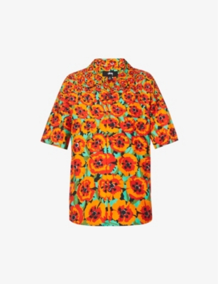 Poppy-print relaxed-fit cotton shirt(9251623)