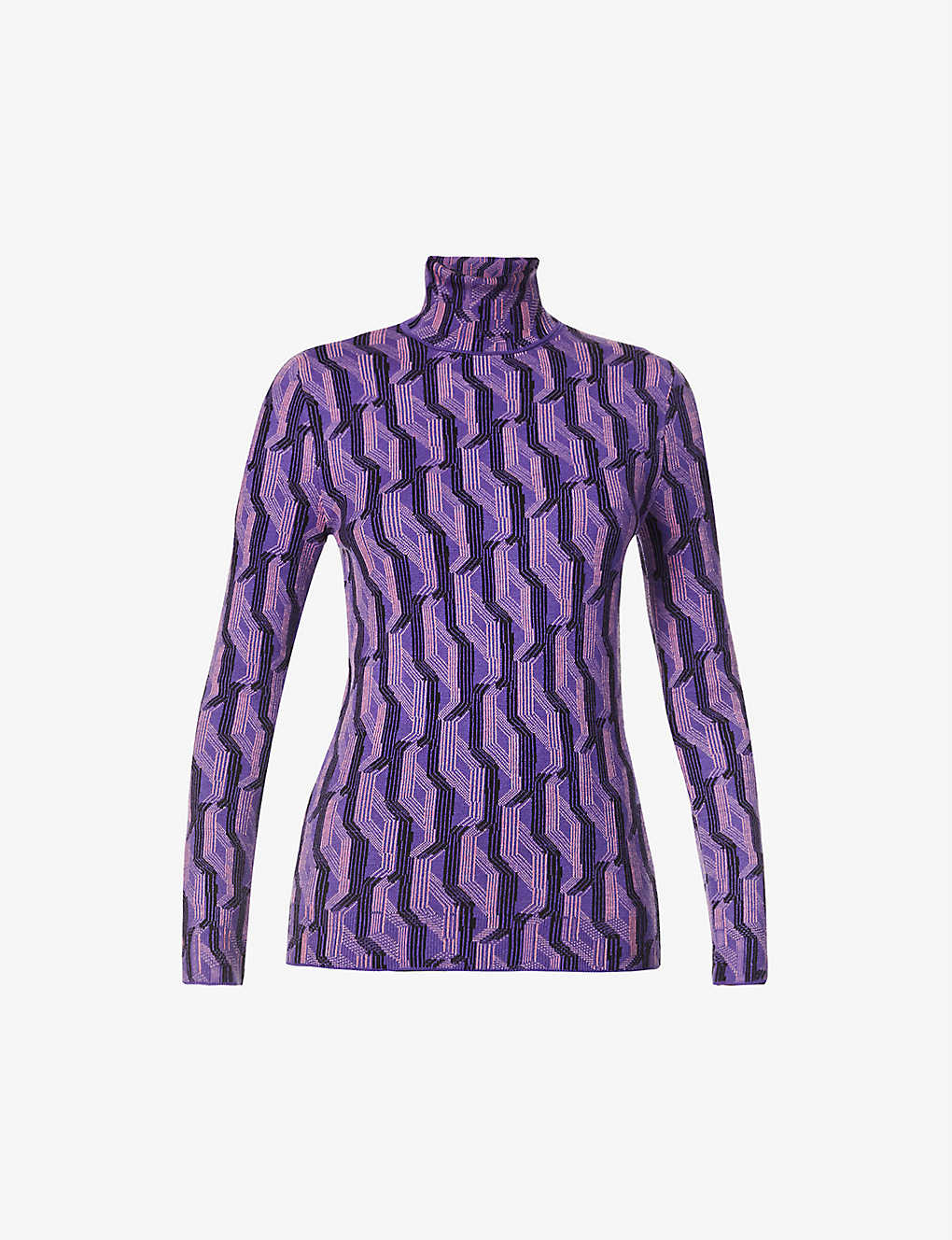 Geometric-pattern stretch-wool jumper(9297432)