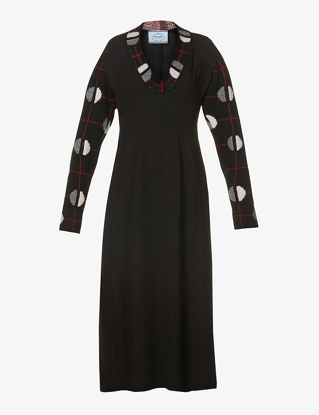 Contrast-trim silk and wool maxi dress(9351540)