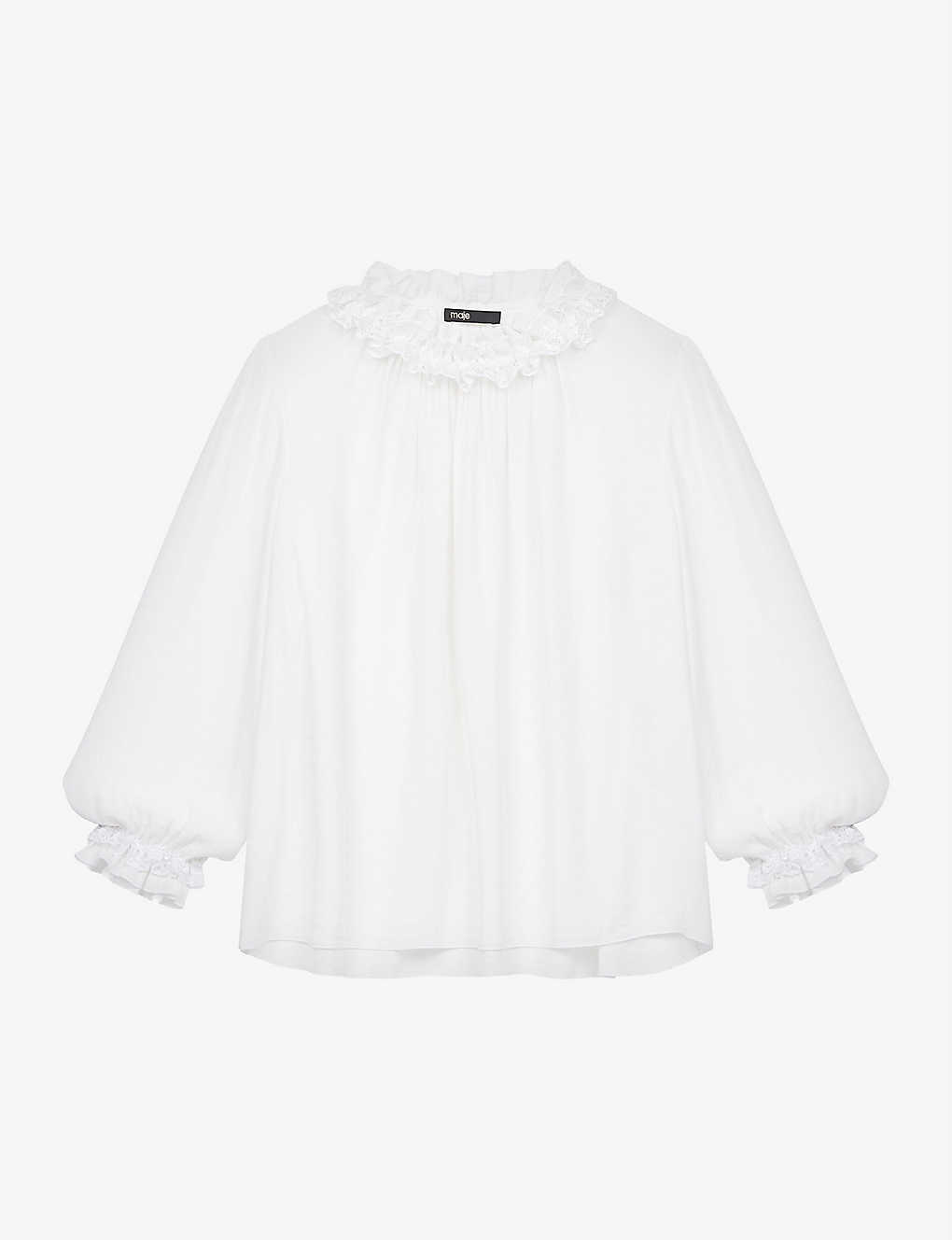 Luzia lace-collar crepe blouse(9461591)